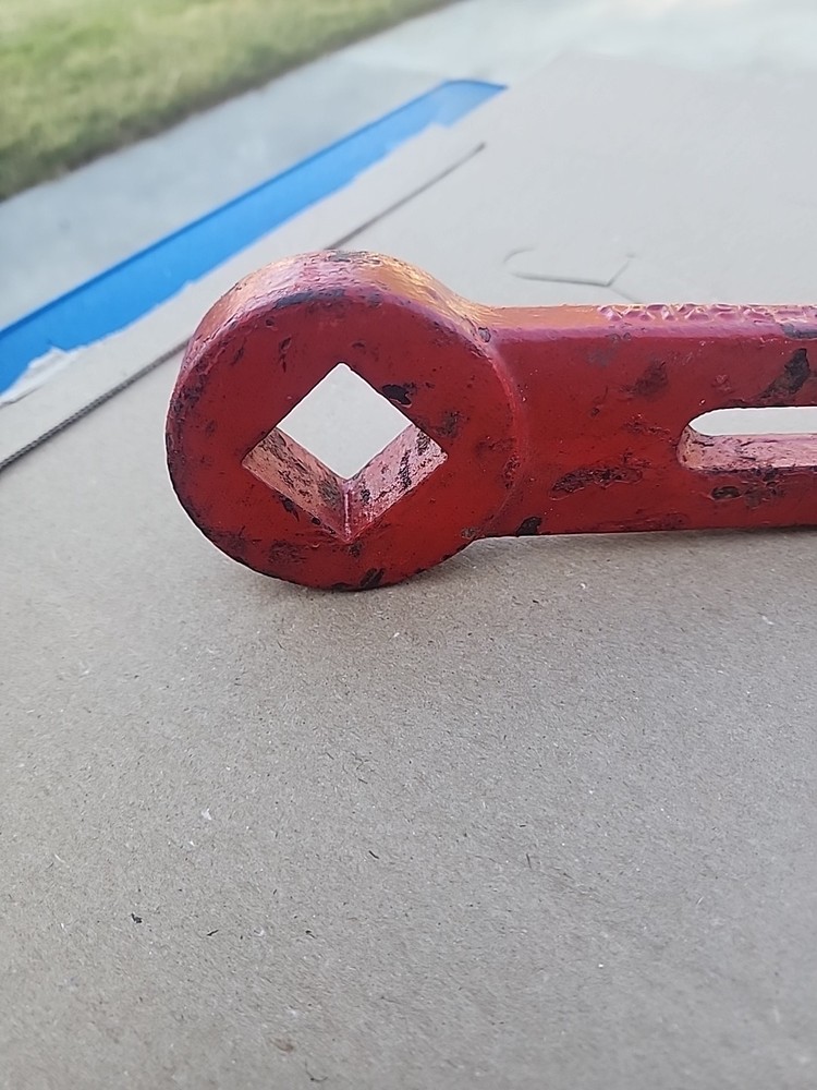 Vintage Fire Hydrant Spanner Wrench, Cast Iron, Red Paint. Old Tool