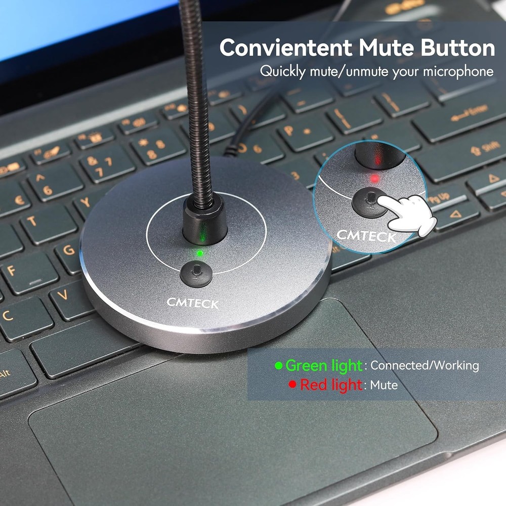 CMTECK USB Computer Microphone G009, Noise-Cancelling Recording Desktop Mic for