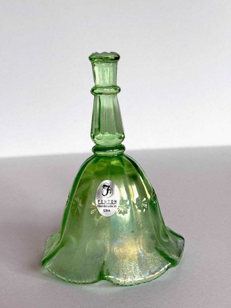 Fenton Mini Apple Green Stretch Glass Bell