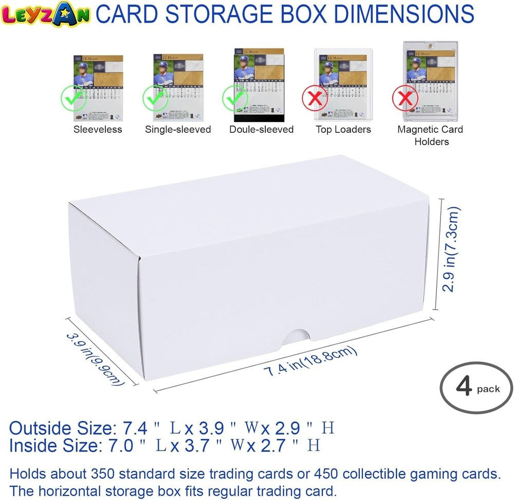 Foldable & Stackable Card Storage Solution - 4 Boxes for Up to 1600 Cards