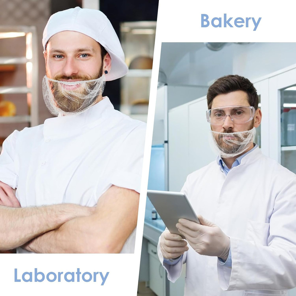 100 Pcs Beard Nets Food Service, Elastic Comfortable Beard Guards Protective Bea