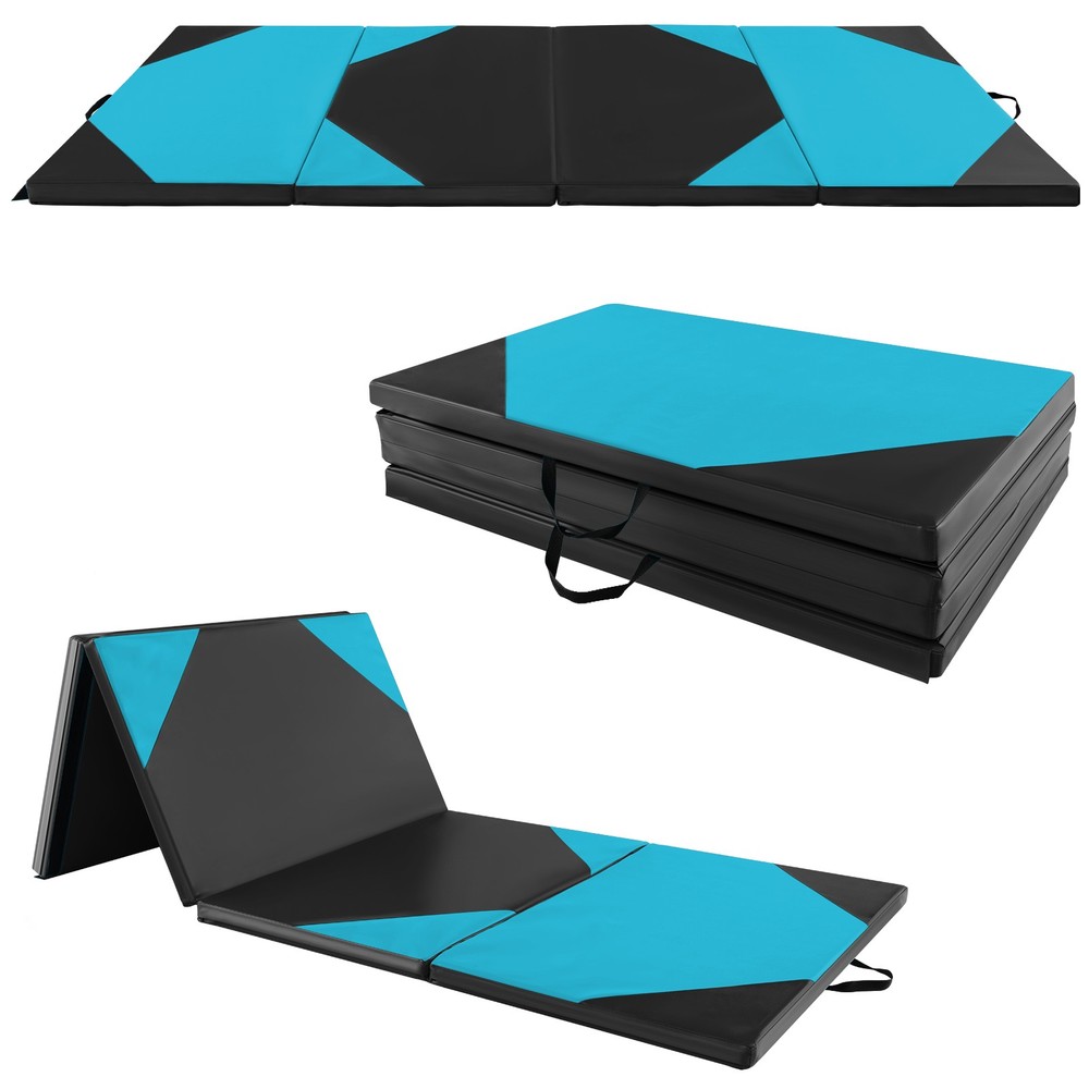 10' x 4' x 2" 4-Panel Folding Gymnastics Exercise Mat w/ Hook & Loop Fasteners