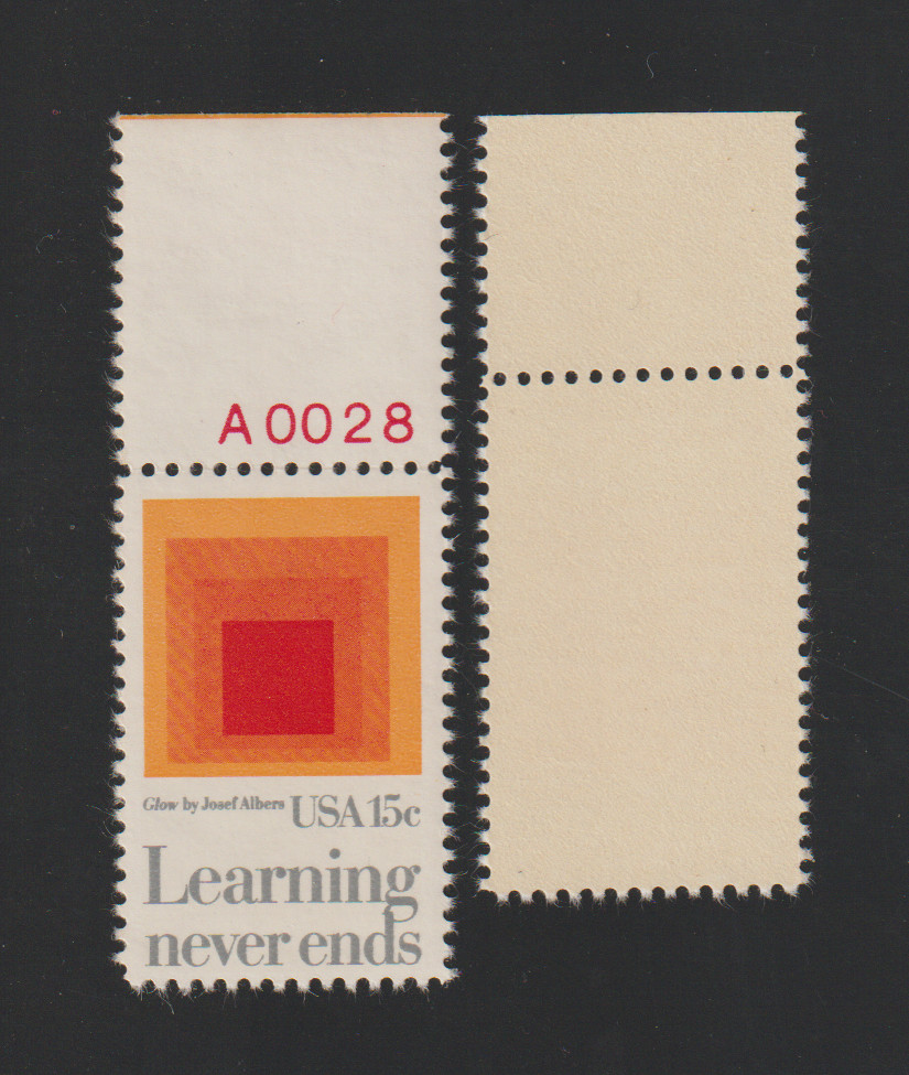 US EFO ERROR Stamps: #1833 EDUCATION: Plate # Captured Misperf & Normal MNH