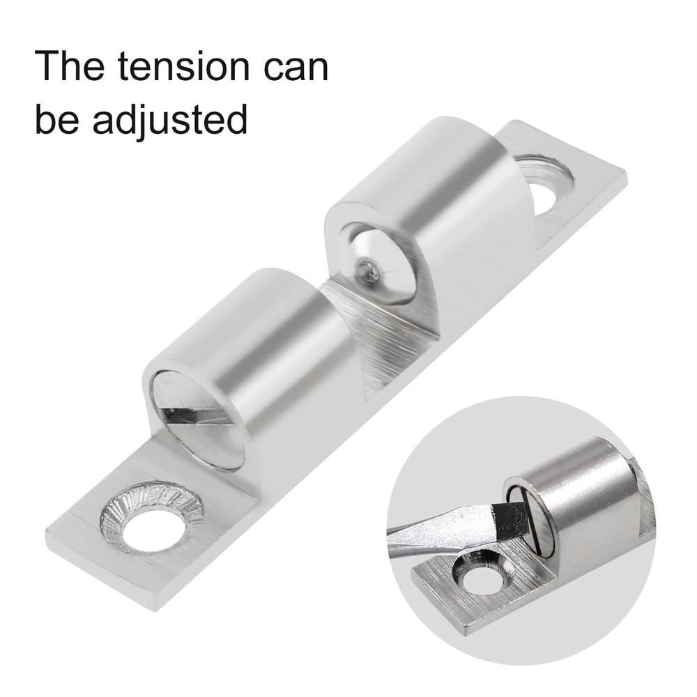 12 PCS 48mm Silver Double Ball Tension Catch, Solid Brass, Roller, Latch, Door
