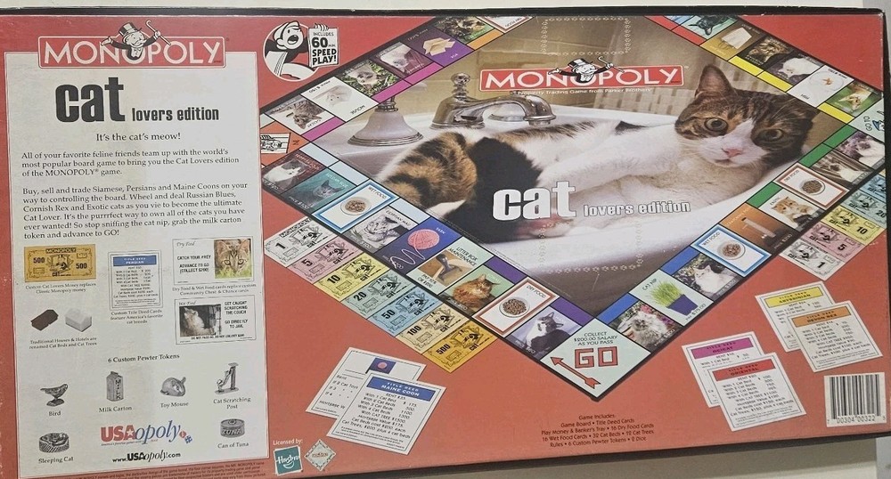 Monopoly Cat Lover's Edition Board Game 2007 COMPLETE Perfect Condition