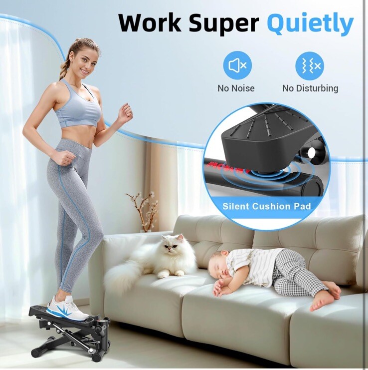 Steppers for Exercise at Home, Mini Stepper with Resistance Bands Full Body Work