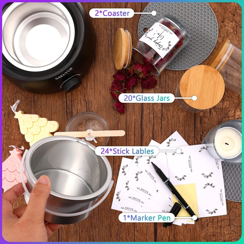 20 PCS Bulk Candle Jars with LidsCandle Making Kit