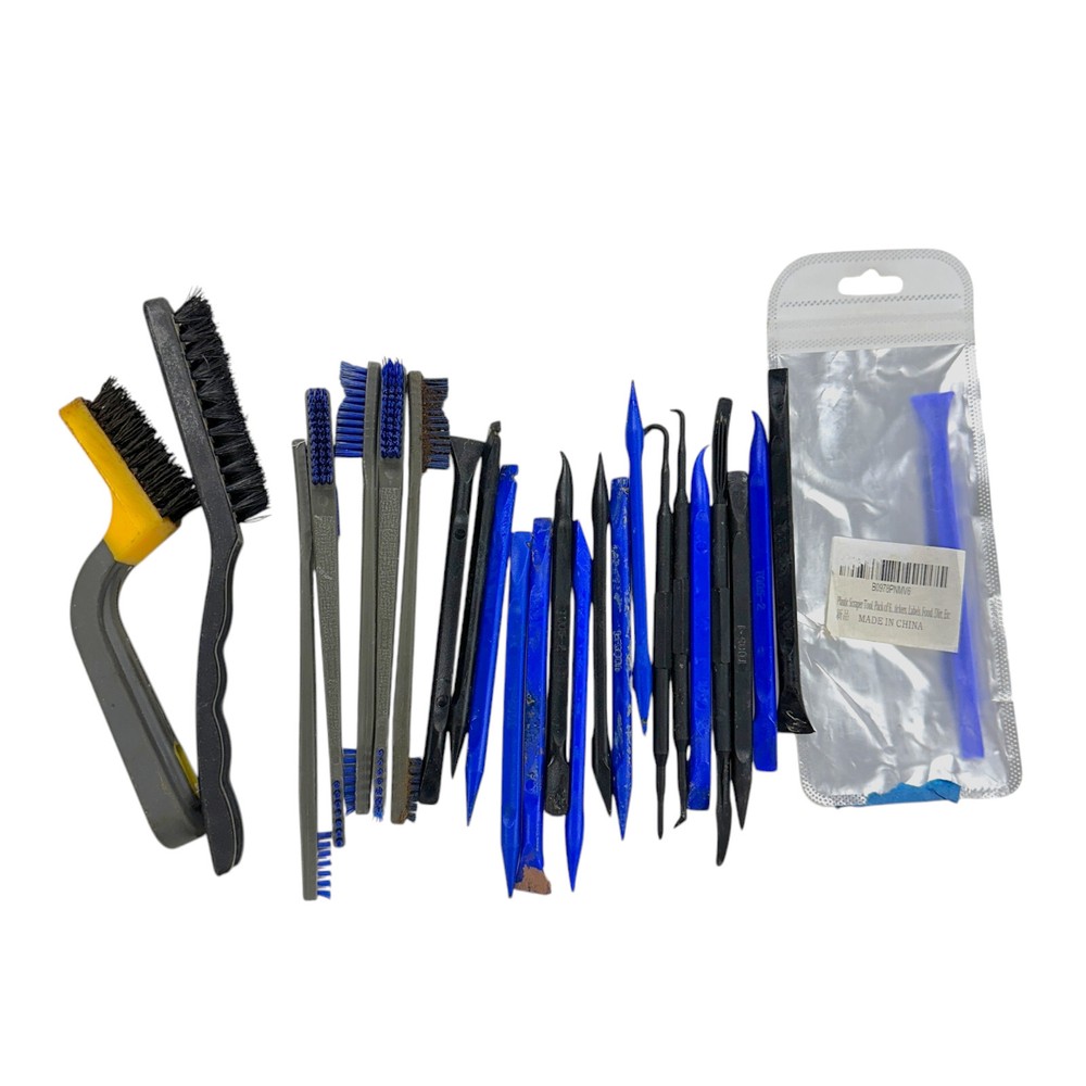 8448462 Mixed Narrow Nylon Stripper Brush and Plastic Scraper Tools, 25 Pcs