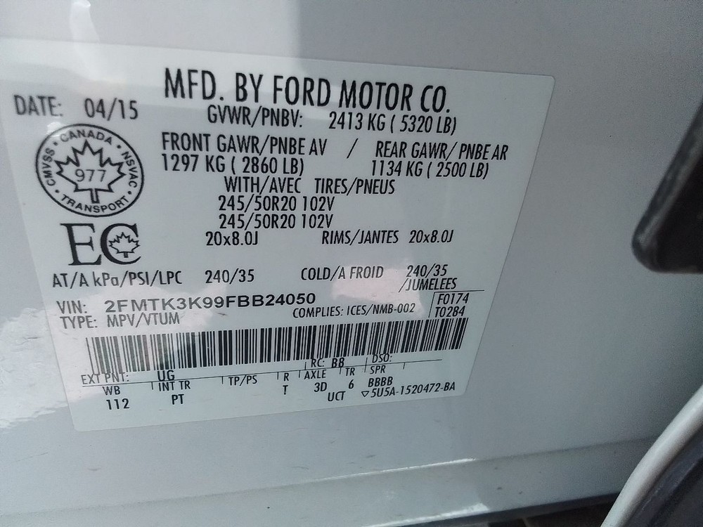 2015-2018 Ford Edge Front Center Dash Mounted 8.0" Display Touch Screen