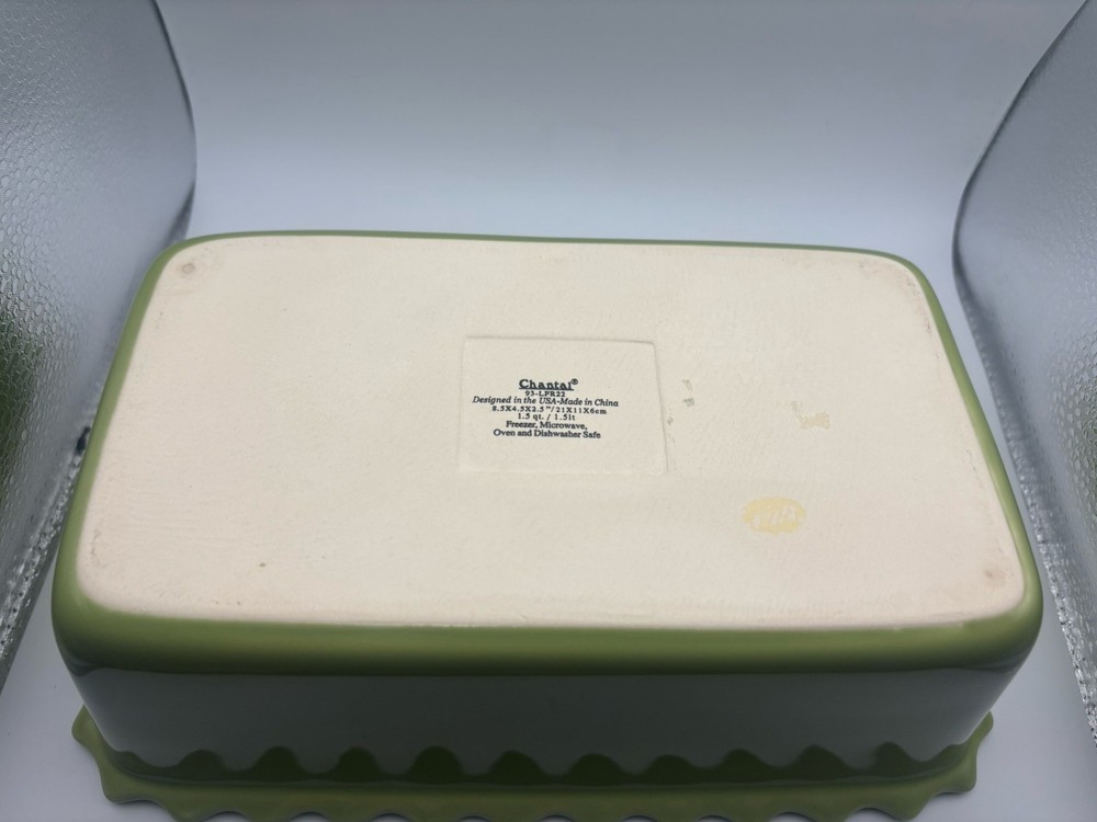 Chantal Lime Green 1.5 Qt Rectangular Stoneware Ruffled Edge Baking Loaf Pan