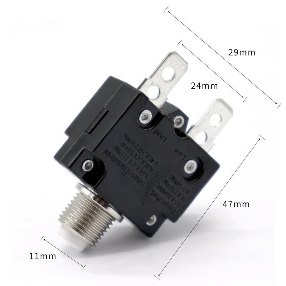 50V DC 2 Push Button Circuit Breaker Resettable Overload