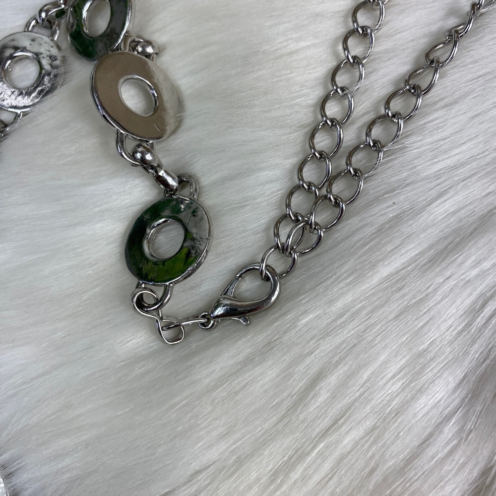Silver Tone Circle Disc Mod Gogo Loop Belt 45"
