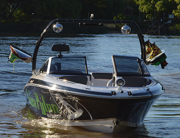 Reborn Launch Forward-facing Wakeboard Tower Black | Fast Install & Fold Down