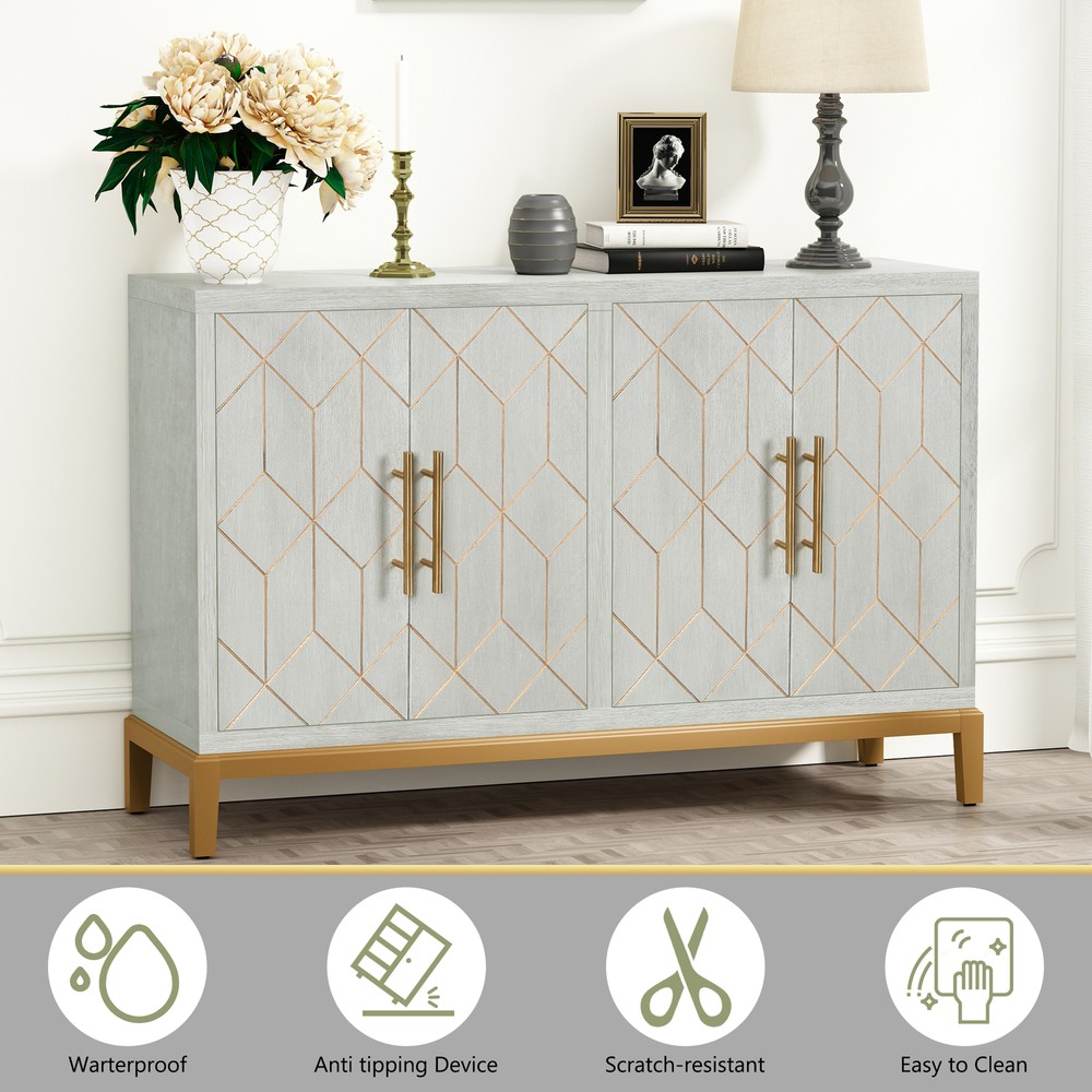 Storage Sideboard Cabinet with 4 Doors Modern Kitchen Buffet Cabinet Green