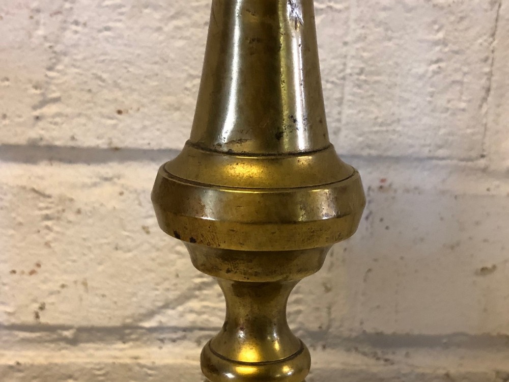 Antique 19th Century Plain Brass Candlestick with Octagonal Base