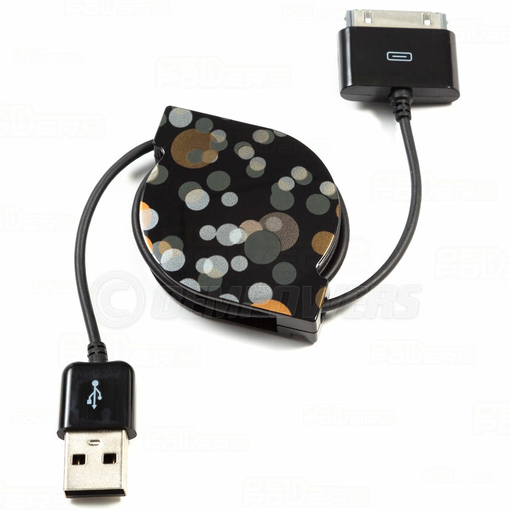 Apple iPad iPhone Nano iPod Touch USB Data Sync Cable Retractable Power Charger