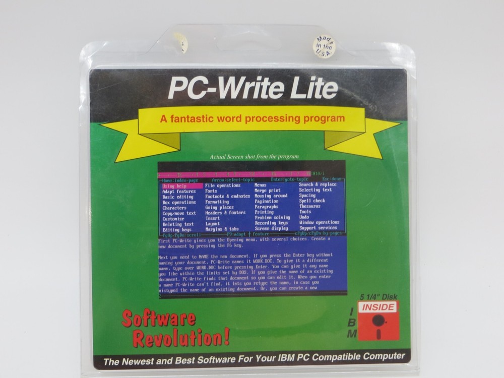 PC-Write Lite 5.25" Floppy Disk IBM vintage computer program disc