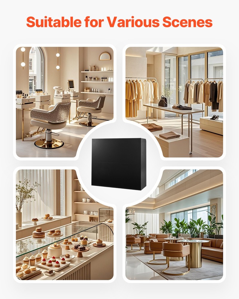 Uimoso Reception Desk Rectangular Front Counter Table 47.24in Black Office Table