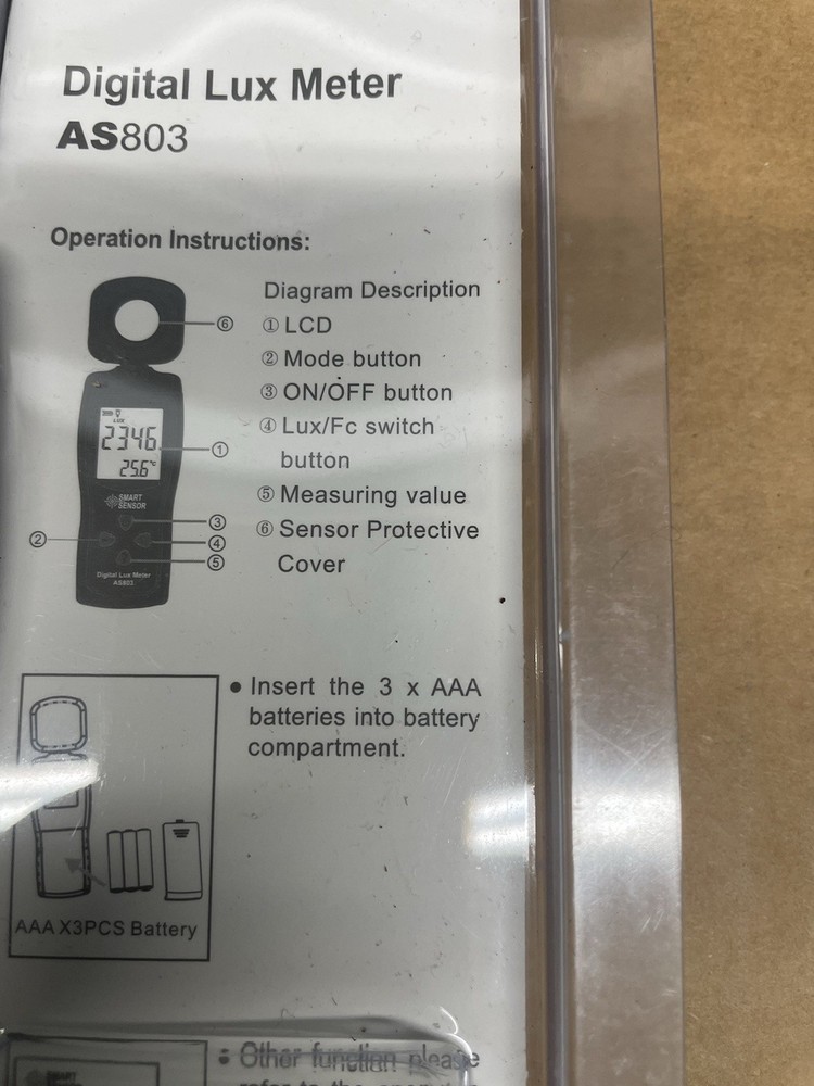 Smart sensor Digital Lux Meter As803