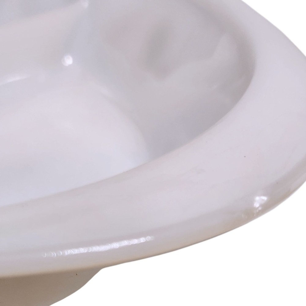Vintage Glasbake Divided Casserole Serving Dish – White with Green Daisy Pattern