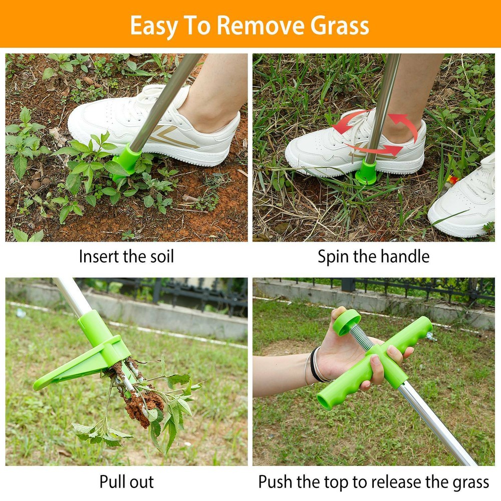 Stand Up Weed Puller Tool w/ Long Handle Wide Applications