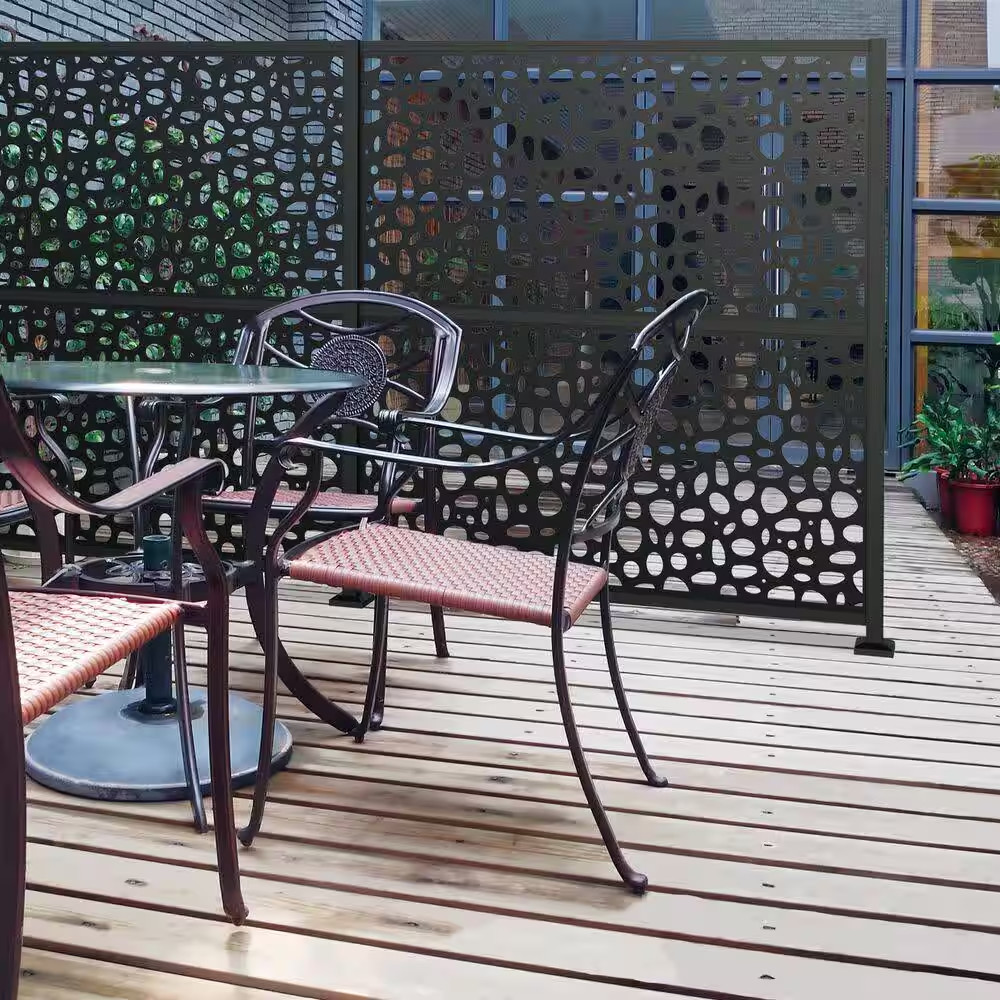 3 Ft. X 6 Ft. River Rock Black Polypropylene Decorative Screen Panel