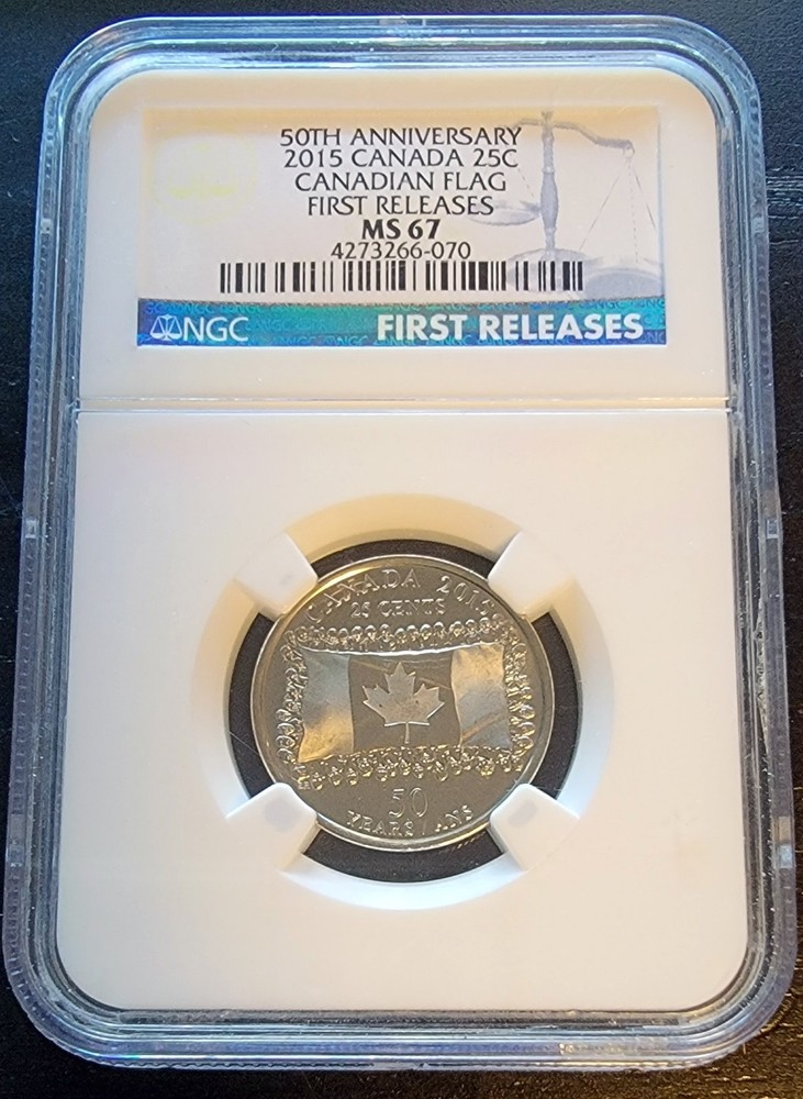 2015 CANADA 25 Cent 50th Anniversary First Release - MS67 NGC