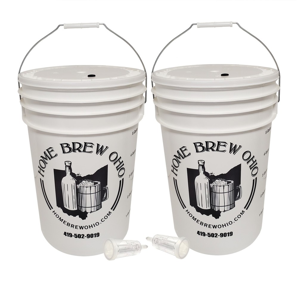 Home Brew Ohio 6.5 Gallon Fermenting Bucket with Grommeted Lid and Three-Piece