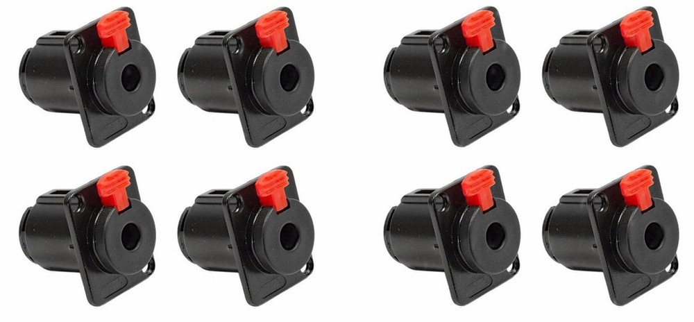(8 PACK) PROCRAFT PC-TJ084A 1/4" TRS D Type Panel Mount Locking Jack - BLACK