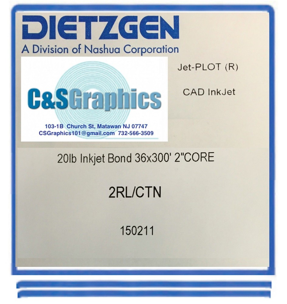 20 Rolls 36" x 300' 20lb Bond Inkjet Plotter Paper 2" core HP DesignJet