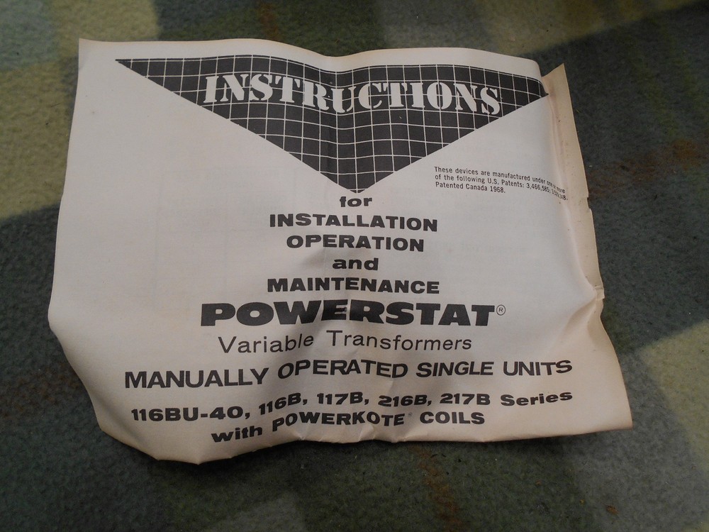 Superior Electric Powerstat 3PN216B Variable Autotransformer