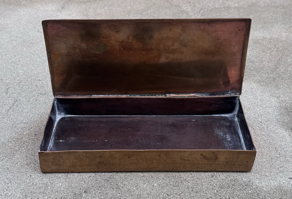 Vintage SILVER CREST Sterling Silver with Copper Cigar/Cigarette Box