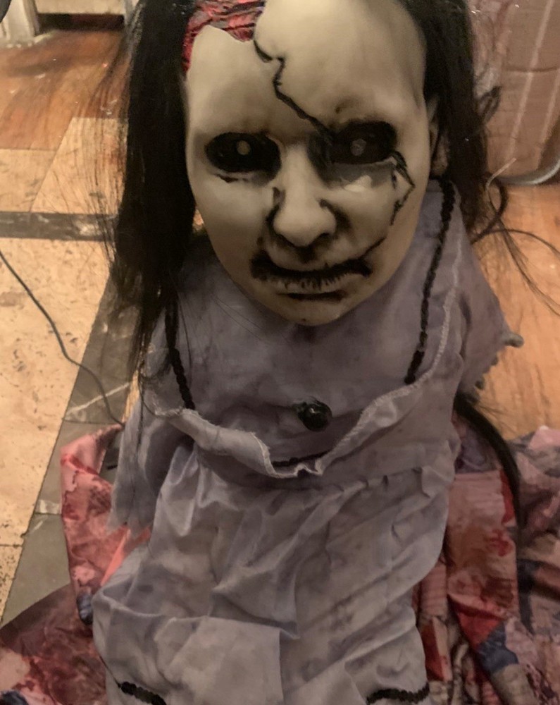 Lunging Graveyard Baby Doll Animated Prop