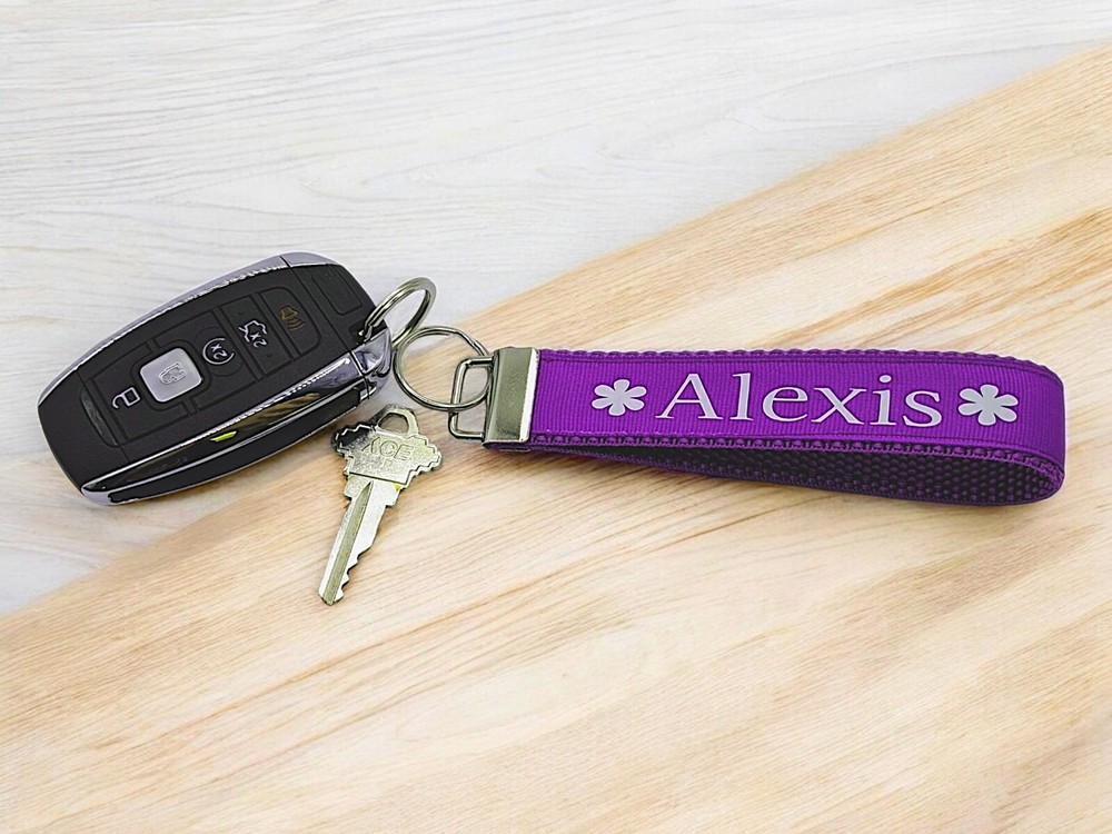 Personalized Solid Color Keychain Wristlet Keychains Key Fob Zipper Backpack