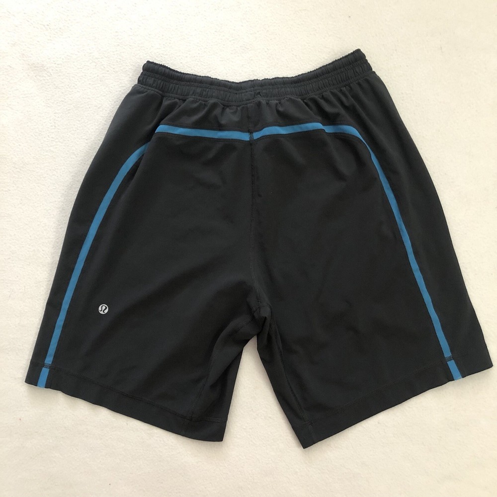 Lululemon Men Black Blue Lined Drawstring 9” Liner Pace Breaker Workout Short S
