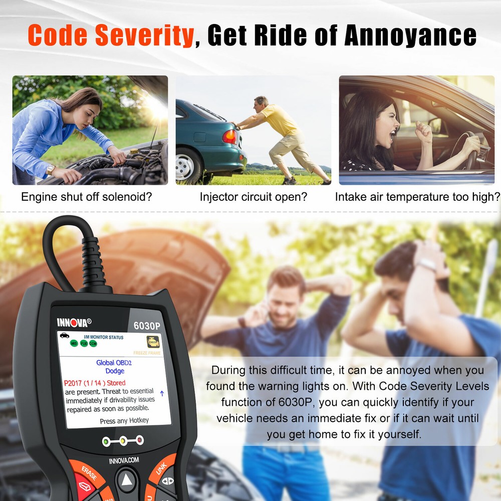 INNOVA 6030P Car ABS Scanner Check Engine Battery OBD2 Code Reader Live Data