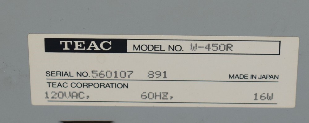 TEAC STEREO DOUBLE REVERSE CASSETTE DECK - MODEL W-450R