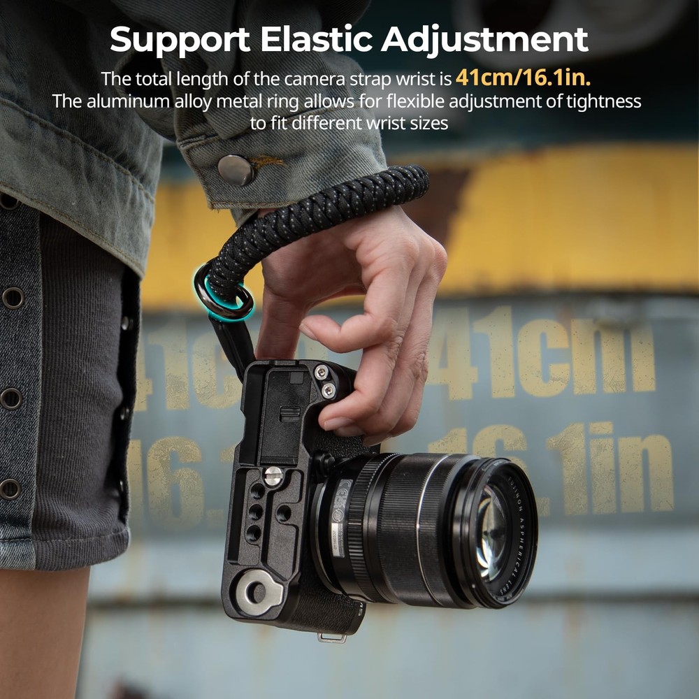 SMALLRIG Camera Wrist Strap, Universal Braided Hand Black, Black