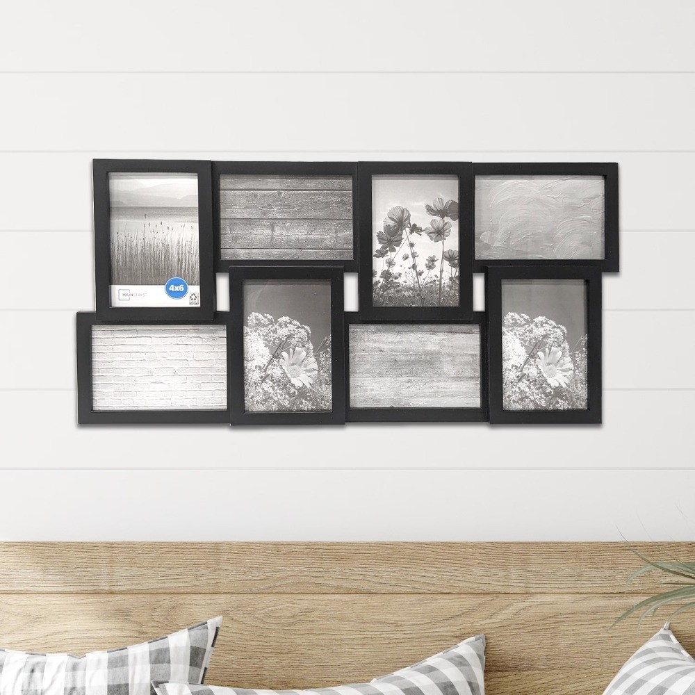 4x6 Picture Frame Black Gallery Wall Display for 8 Photos Linear Program
