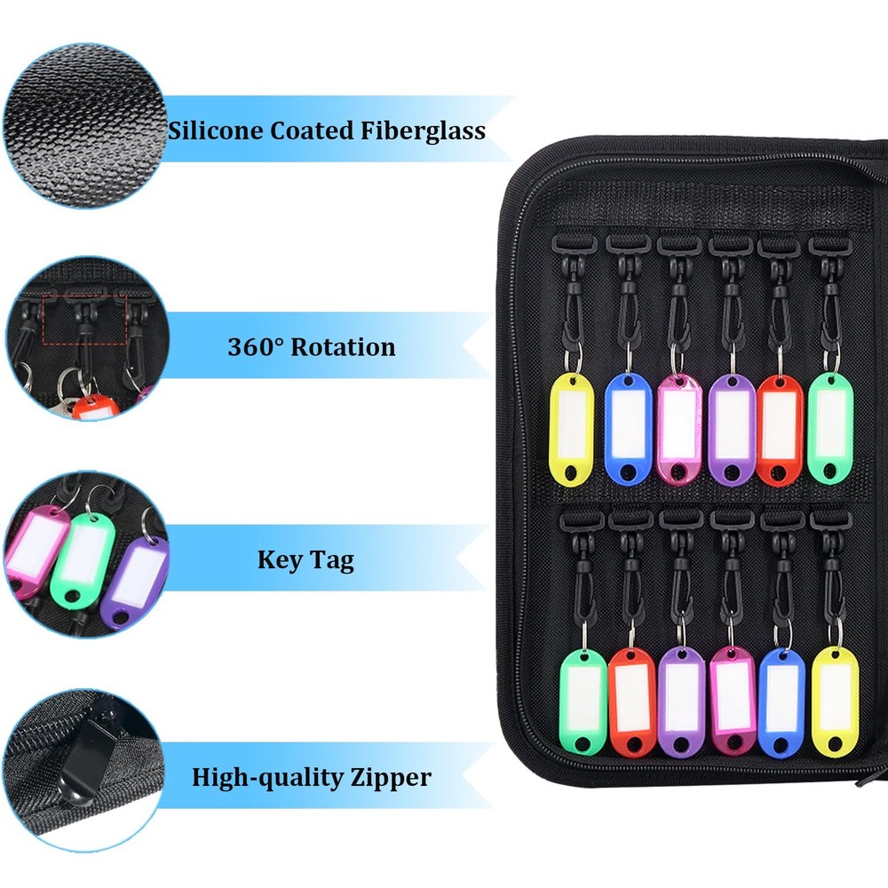 Portable Organizer Waterproof & Fireproof Zippered Case With 24 Hooks and Tag...