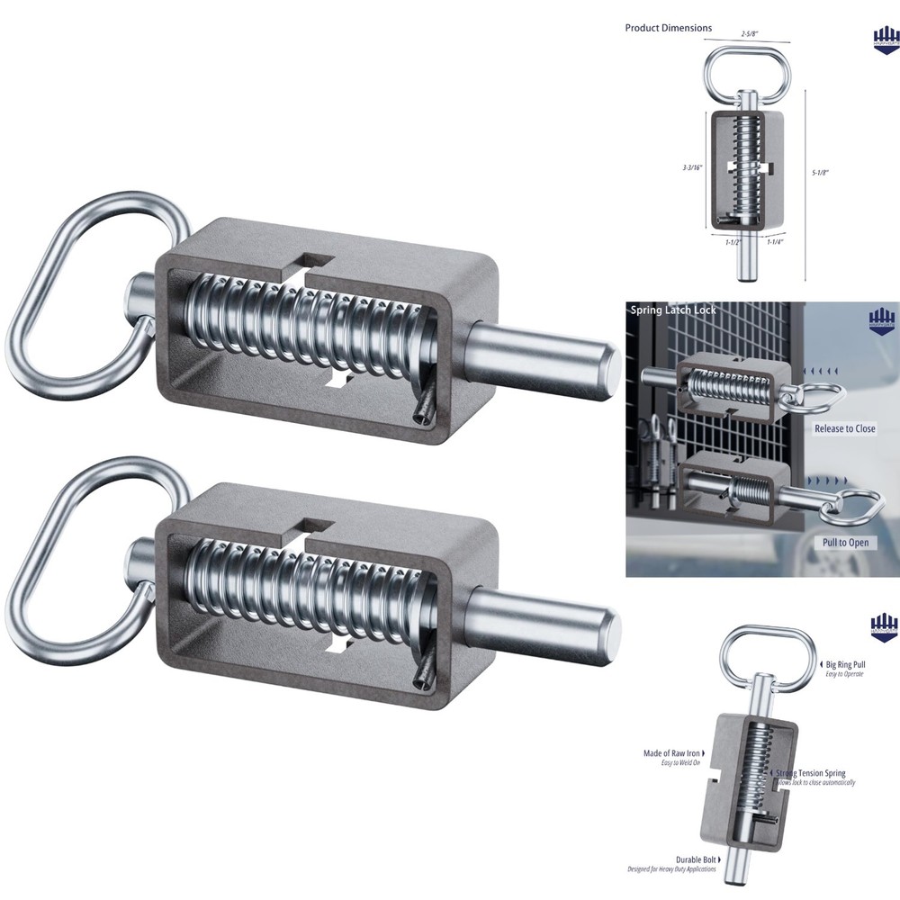 2 Pk 5-1/8" Heavy Duty Trailer Gate Latch Weld-On Spring Loaded Latch Ramp Door