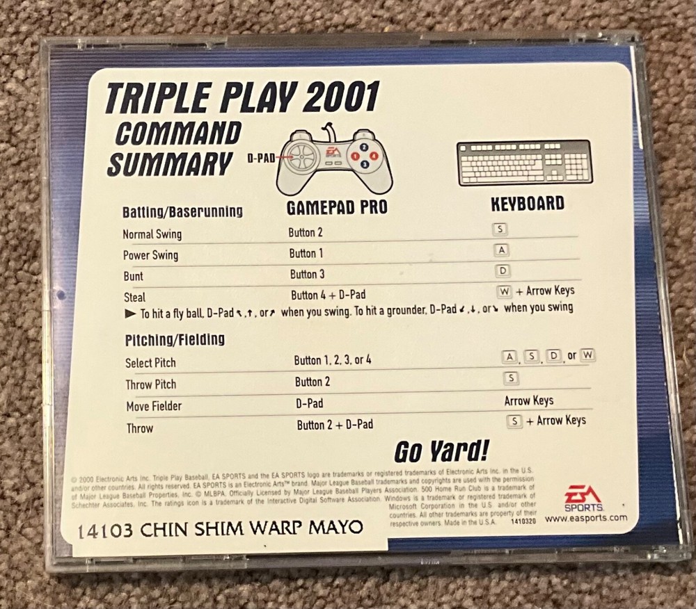 EA Sports Triple Play 2001 DVD, preowned