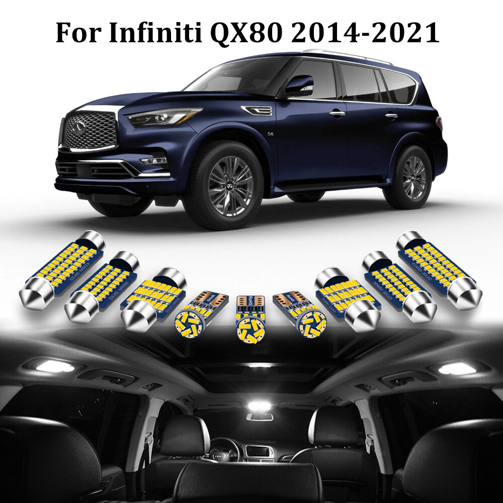 14x White LED Lights Interior LED Package Kit For 2014-2021 Infiniti QX80 +TOOL