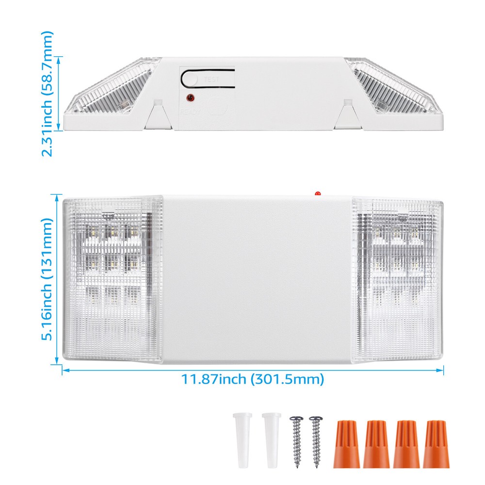 4-Pack LED Emergency Exit Light Fixtures, Two LED Square Heads, Off White