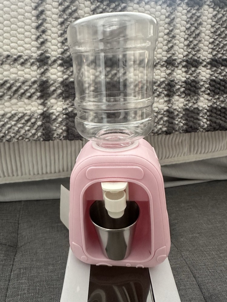 Mini Water Dispenser Pink 180mL Top Loading Countertop with Cup