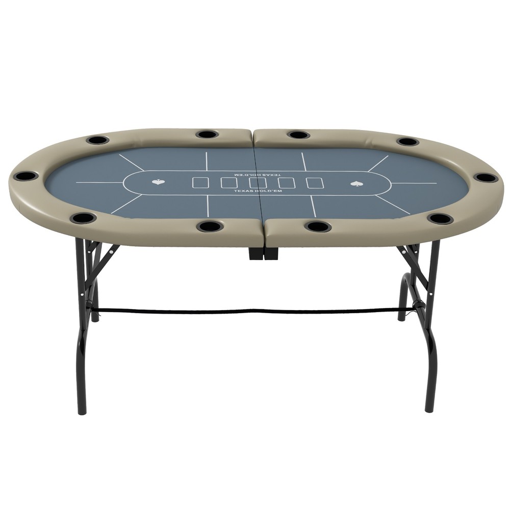 70" Foldable Poker Table, 8 Player Blackjack Game Table, Blue