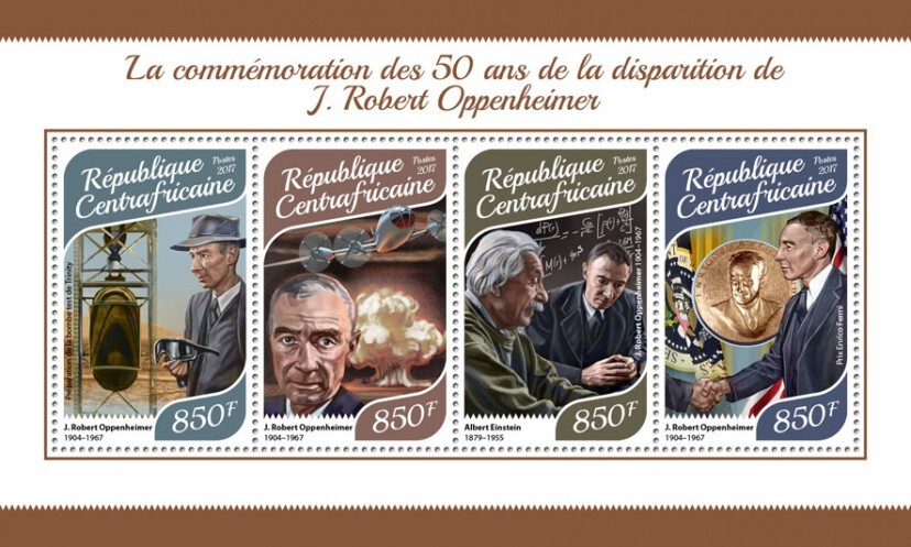 2017 Centrafrique - J. Robert Oppenheimer|  Michel Code: 7530-7533