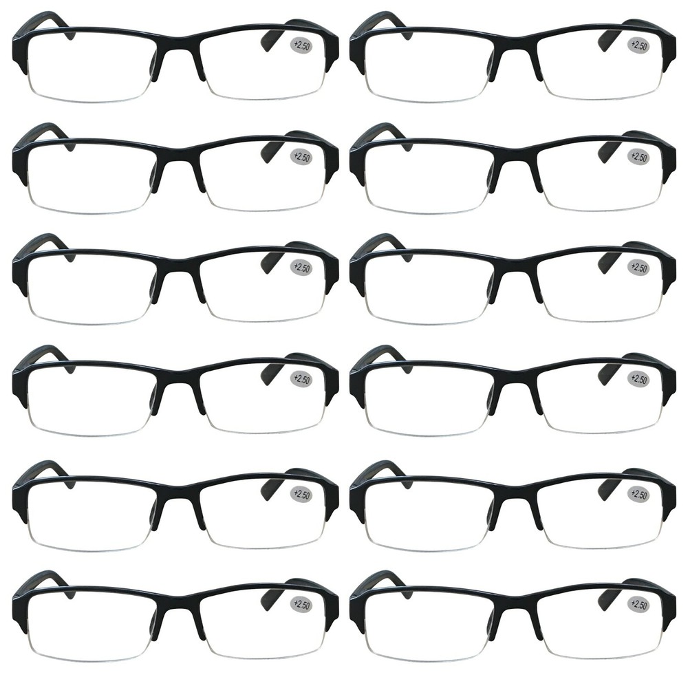1-12Pack Mens Half Frame Blue Light Blocking Reading Glasses Spring Hinge Reader