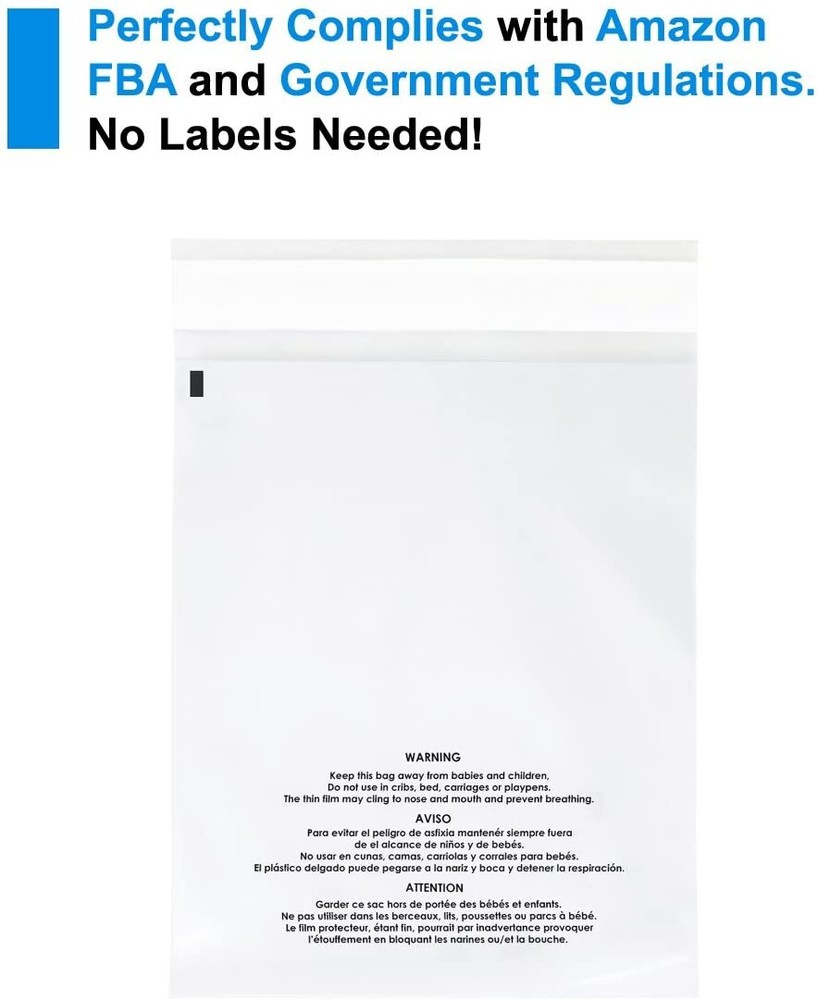 Pick Size & Quantity Resealable Suffocation Warning Poly Bags Amazon FBA