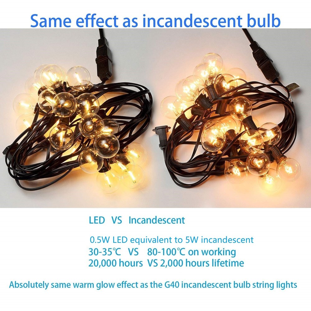 Clear G40 Globe LED Bulbs Dimmable for Outdoor String Light Bulbs Replacement